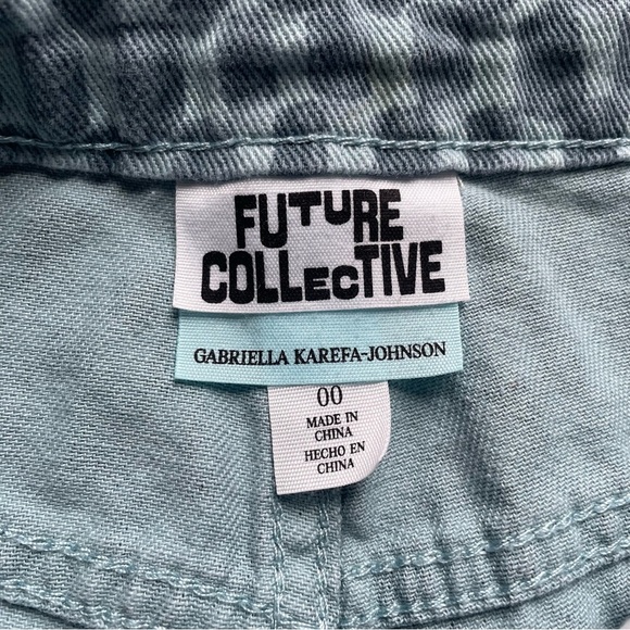 Future Collective Jeans Women 00 Blue Checkered Denim Straight leg - Picture 3 of 5